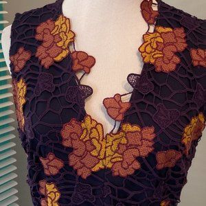 NWT Foxiedox Plum Purple 6 Delores sleeveless dress floral lace applique lined